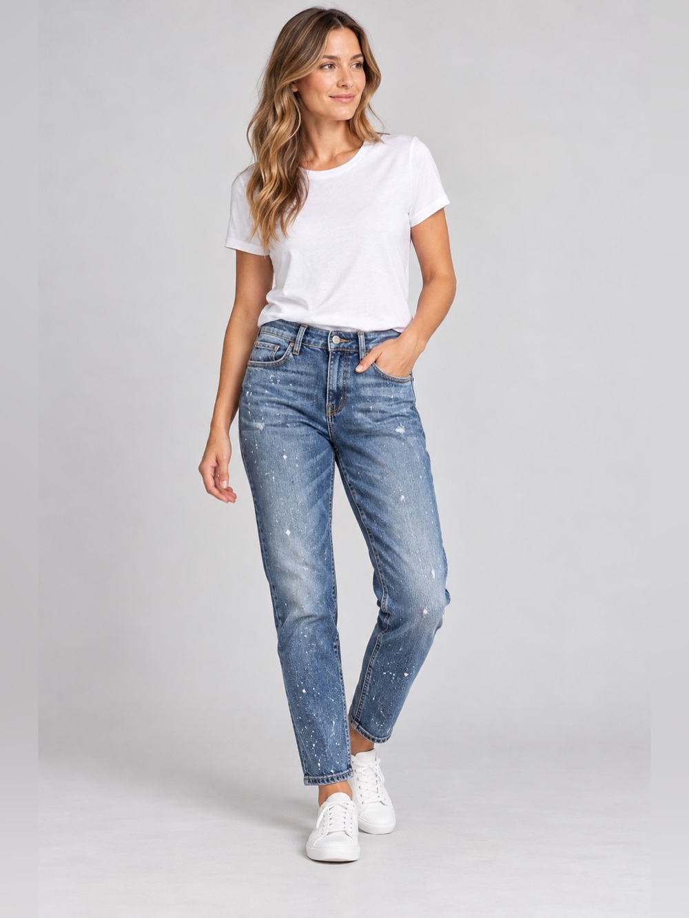 Judy Blue Boyfriend Fit Jeans Size 9/29 Distressed Splatter Denim